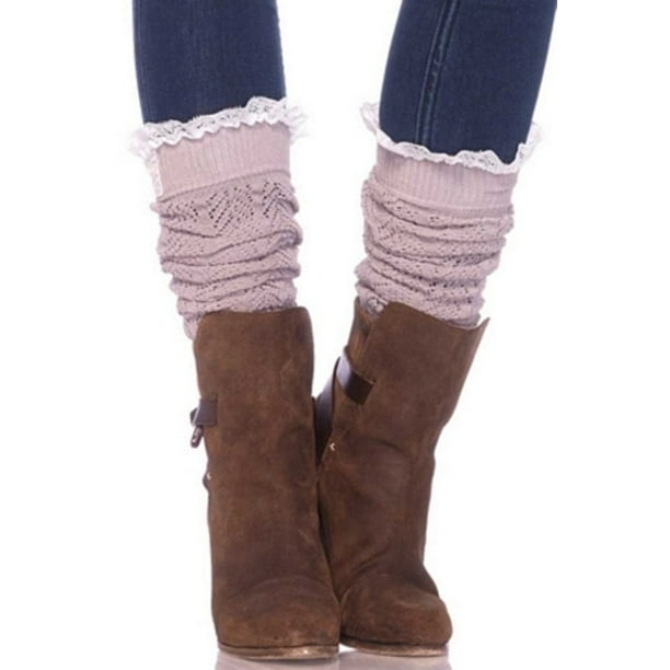 Leg Avenue Crochet Knit Slouch Socks-gris-dentelle volants-crochet-Taille 36-42